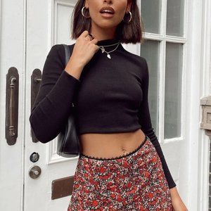 Princess Polly Black Danna Long Sleeve High Neck Crop Top 6